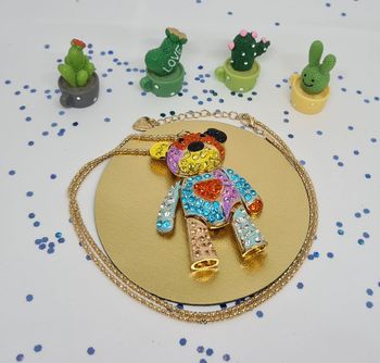 Collier doré gros ourson coloré