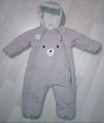 Combinaison ou combi-pilote pour bébé grise motif ourson avec fourrure H&M T. 3-6 mois
