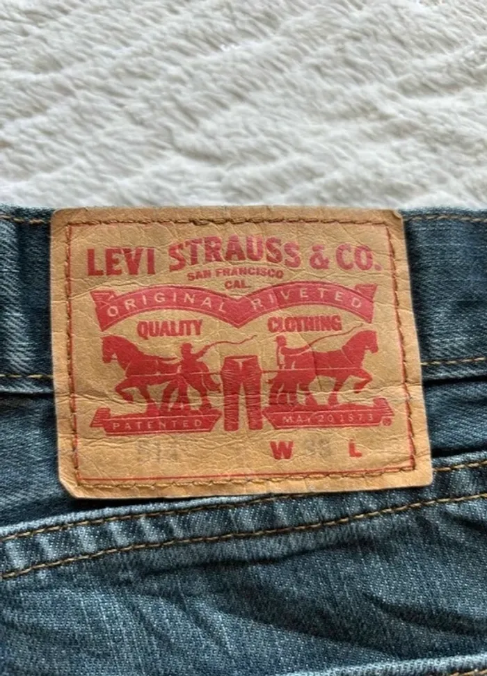 Jean Levi’s 514 regular Straight droit L42/44 W33 L30 Bleu brut délavé homme Mexique US rare - photo numéro 2
