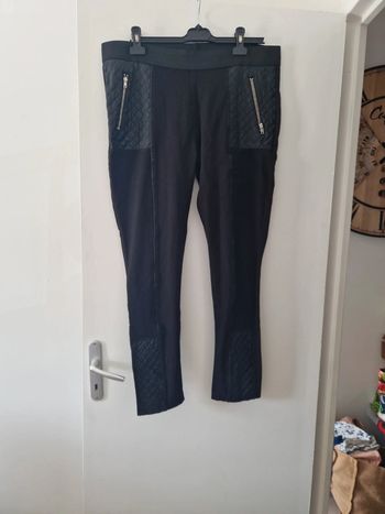 Legging femme taille élastique bi matière noir effet simili cuir TBE taille XL h&m