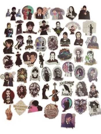 Set 53 stickers autocollants Mercredi Wednesday