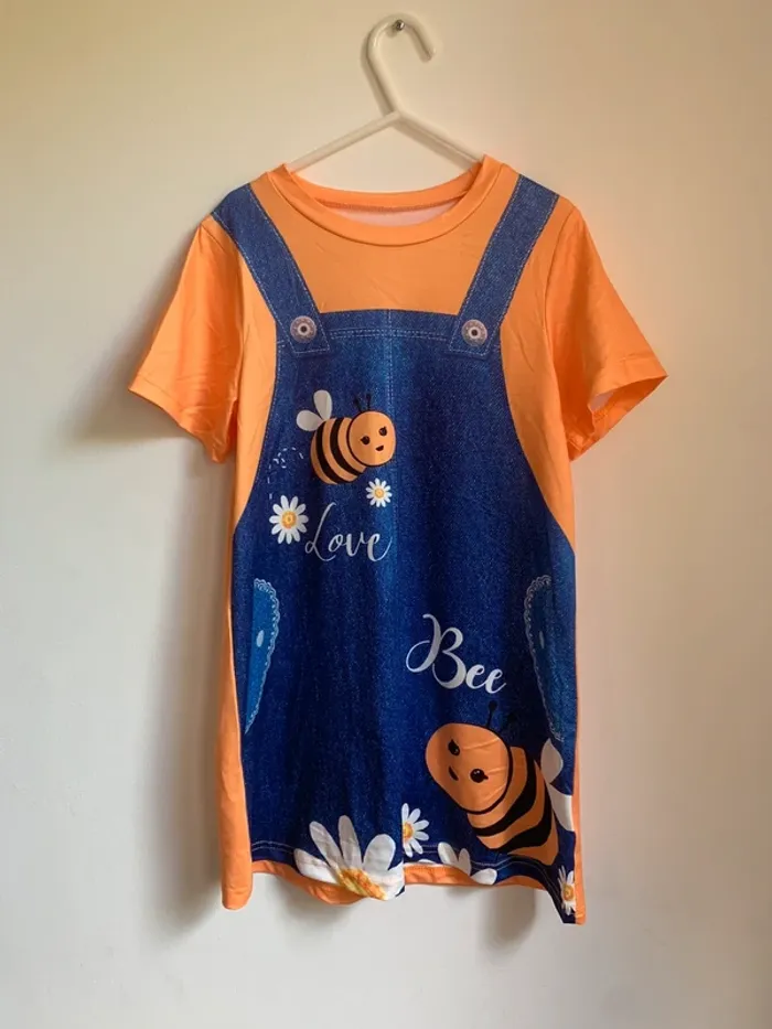 Robe t-shirt orange abeilles 6 ans – Neuf sans étiquette - photo numéro 2