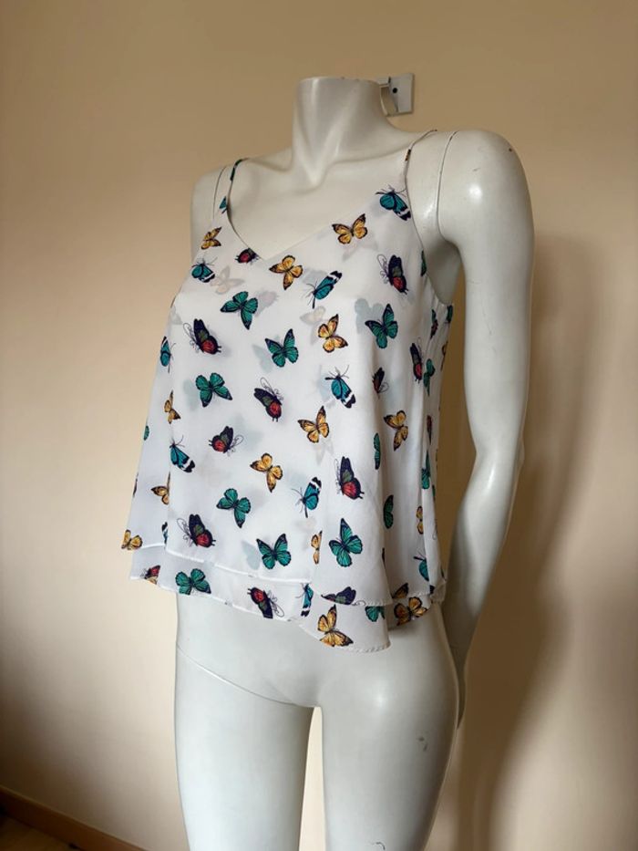 🦋 Débardeur blanc papillon Pimkie Taille S 🦋 - photo numéro 2