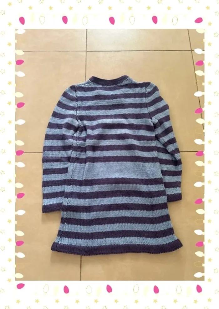 💜 Robe tricotée rayée - Fille 8 ans - photo numéro 3