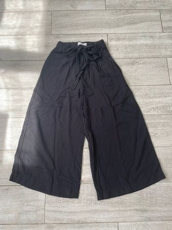 Pantalon large noir fluide – Taille élastique avec nœud - taille 34