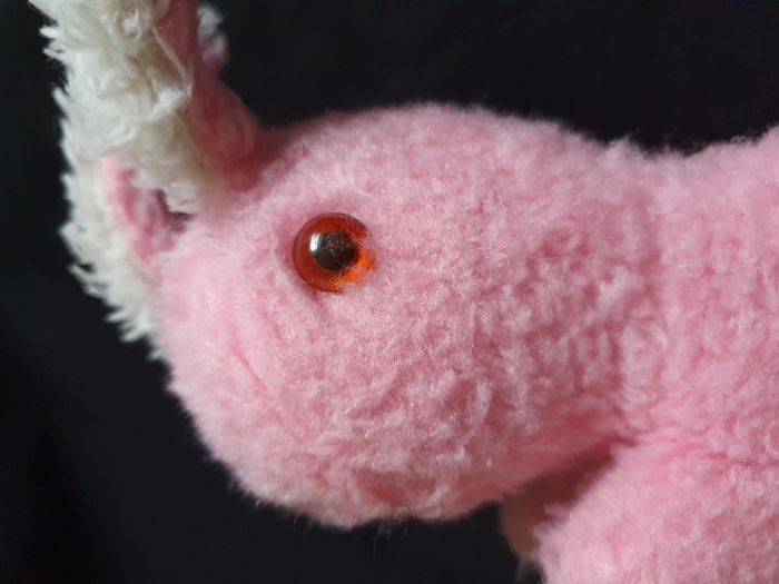 Ancienne Peluche lapin rose et blanc Hauteur 27 cm - photo numéro 8