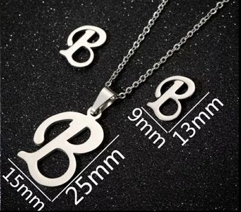 Parure "B" argentée en acier inoxydable