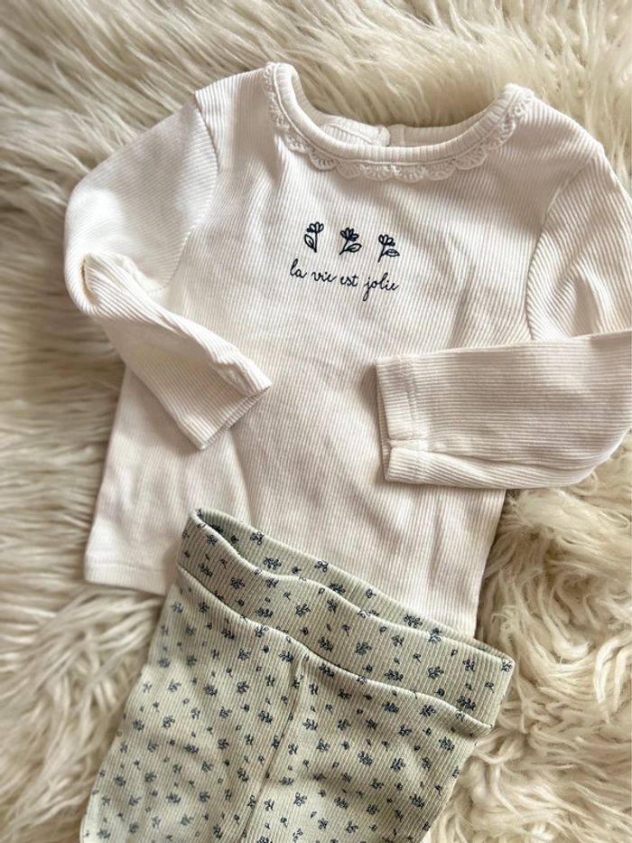 Fille 👧🏻 Ensemble 3 pièces (gilet,tshirt ml, legging) kiabi taille 1 mois - photo numéro 5