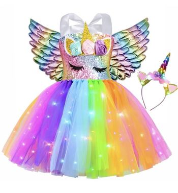 Déguisement licorne LED multicolores et ces accessoires 3ans