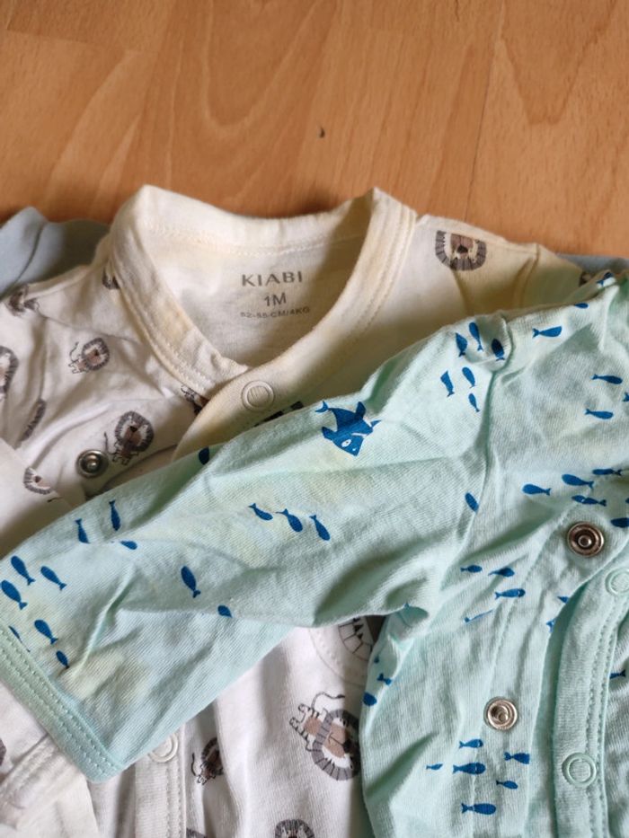 Lot de 6 pyjamas/grenouillères légers en 1M - photo numéro 2