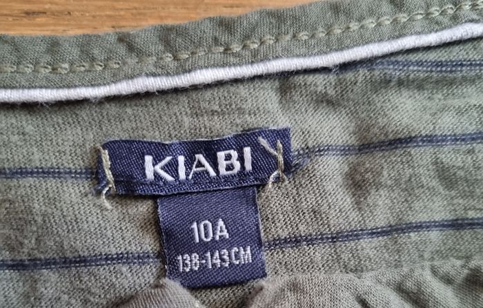 t-shirt manches longues garçon kiabi kaki à rayure taille 10ans - photo numéro 2
