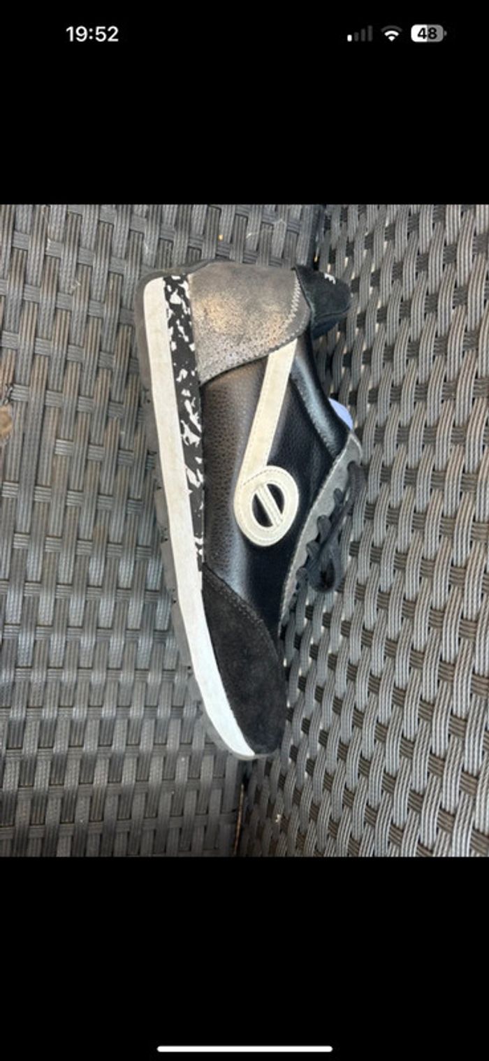 superbe paire de baskets No Name en cuir noir et argent, taille 37 - photo numéro 11