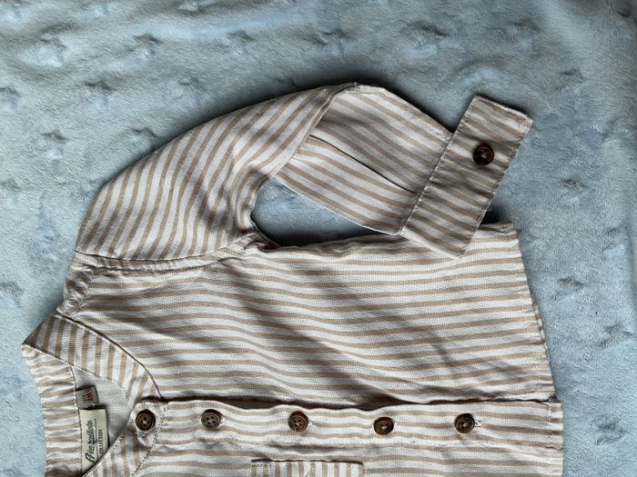 chemise manches longues blanc rayé beige poche poitrine 3 mois aéropilote - photo numéro 4