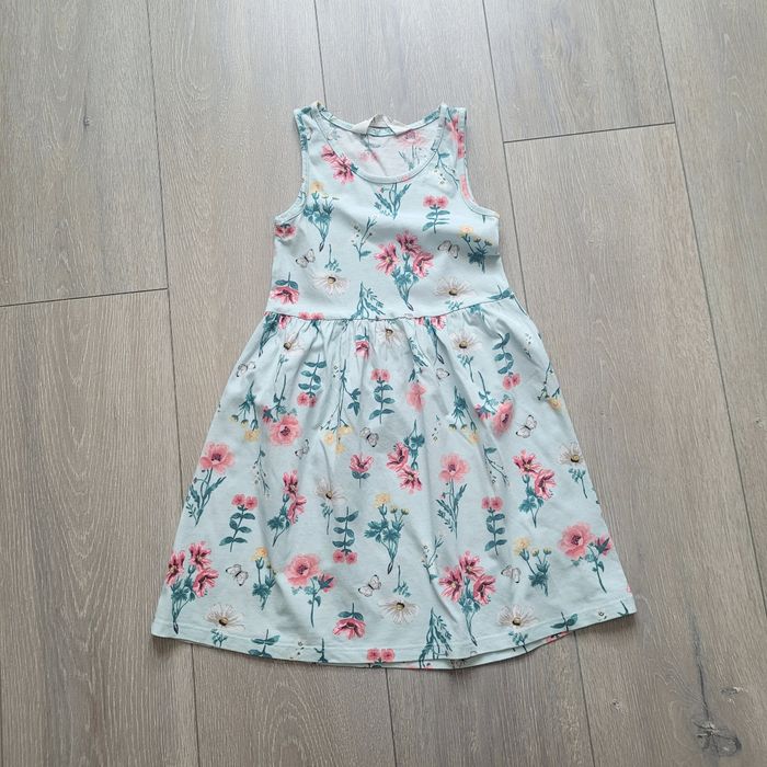 Très jolie robe bleu à fleur. Fille 5/6 ans. Marque H&M