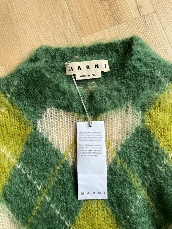 Pull Marni Mohair Argyle Fuzzy Made In Italy Taille 48 / M - photo numéro 2