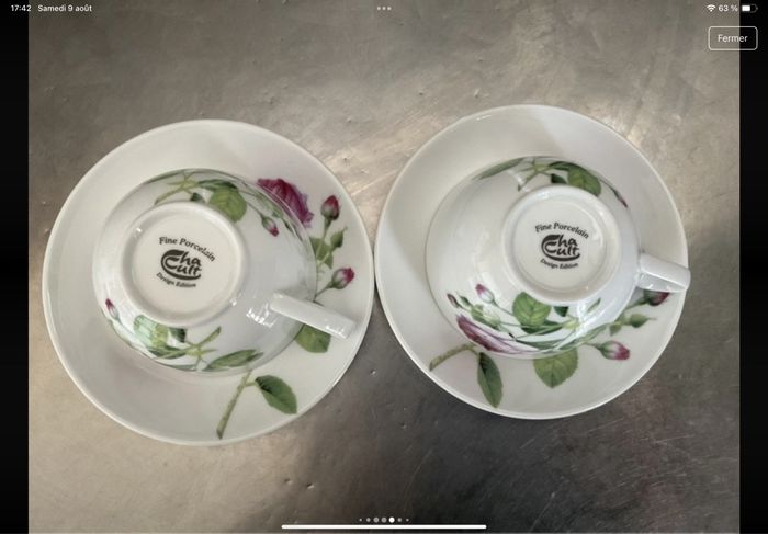 Lot de 2 tasses et soucoupes porcelaine Cha cult - photo numéro 6