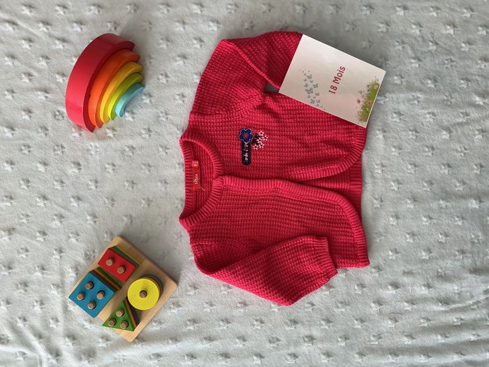 gilet fuchsia broderie poitrine 18 mois tissaia - photo numéro 2