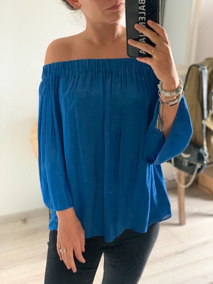 Blouse fluide Mango bleu électrique 💙 - photo numéro 4