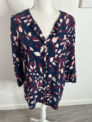 Blouse bariolée bleue marine bordeaux et crème Maison 123 T40 L