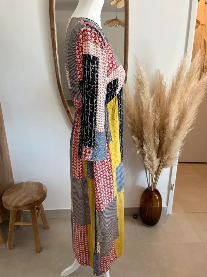 Robe midi/longue patchwork Ema Blues - photo numéro 3