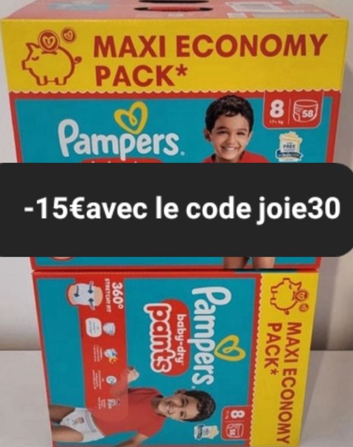 Deux cartons de couches Pampers taille 8 culotte