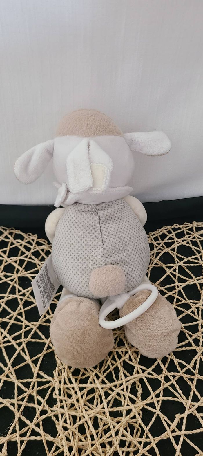 Peluche musicale mouton MOTS D'ENFANTS beige crème oiseau - photo numéro 3