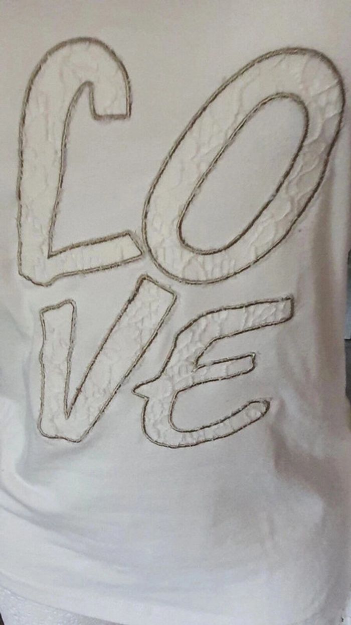 Beau T-shirt blanc manches dentelle T: 38/40 - photo numéro 4