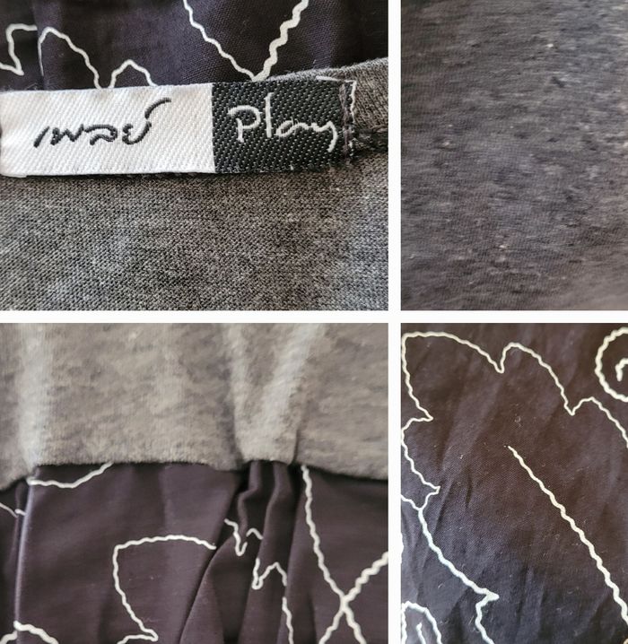 Play Robe TFr38/TM-Noir & Gris- MC-Bi-matières Jersey et Tissu Imprimé- Taille élastiquée enTBE - photo numéro 4