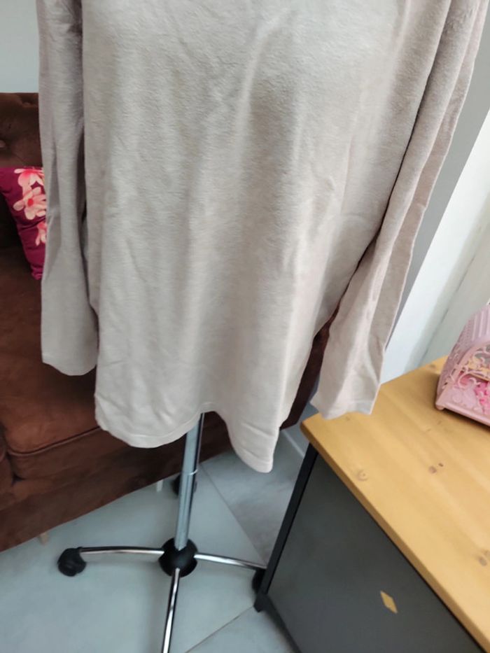 Pull beige taille 49 50 en cachemire laine léger chaud doux - photo numéro 3