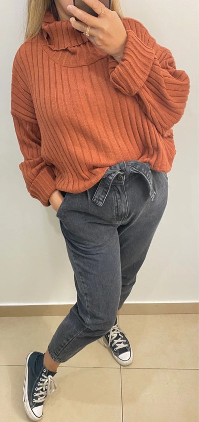 Superbe Pull Col Marron Taille 48-50 - photo numéro 4