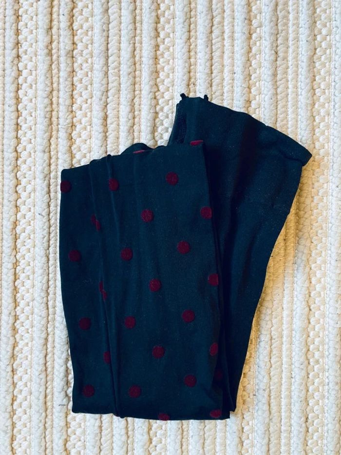 Collants noirs à pois rouges Calzedonia M