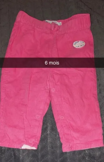 Pantalon chaud bébé fille 6 mois velours LCDP