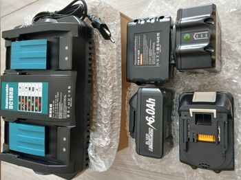Lot un chargeur double 6A pour batterie Makita 18V et 4 batteries neuves 18V 6 Ah adaptable