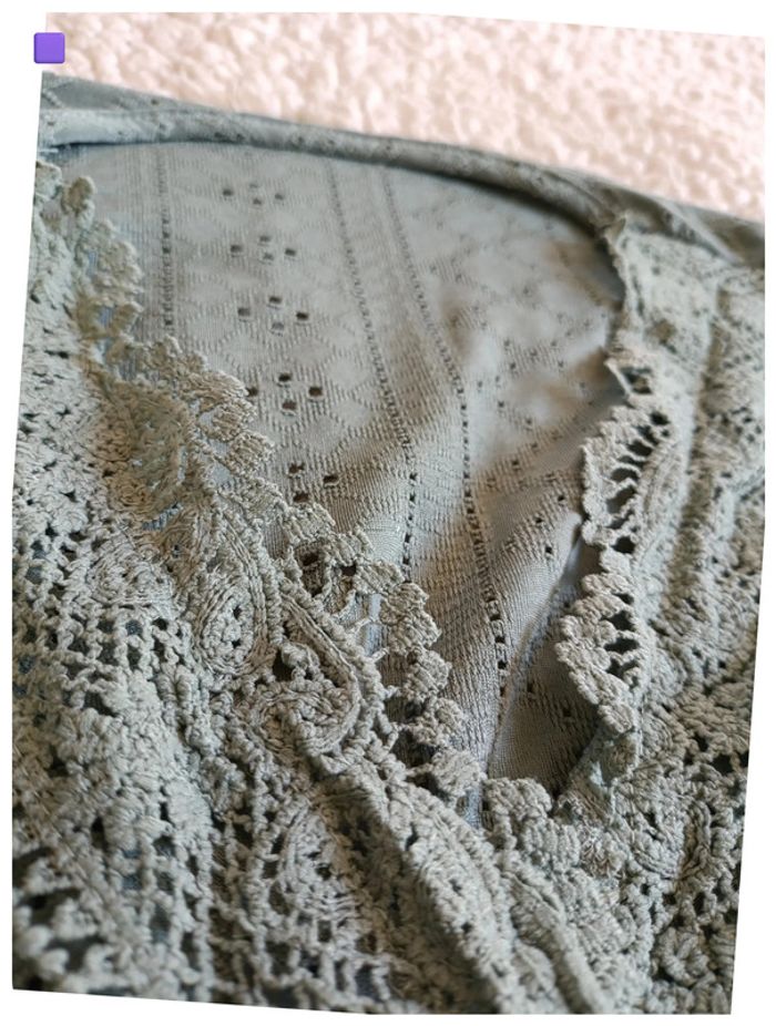 Haut vert d’eau brodé sans manches mignon bohème – Taille M - photo numéro 4