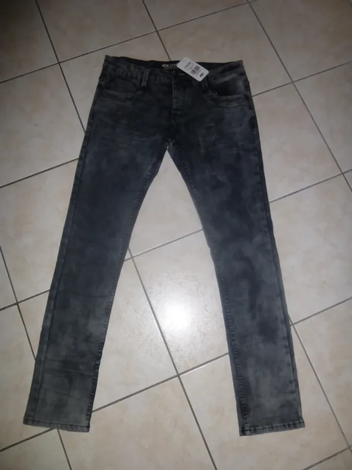pantalon jean bleu délavé slim TANDEM taille 40 W31 taille basse
