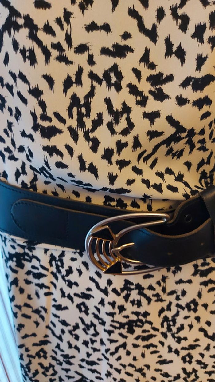 Ceinture en cuir noir réglable de 80cm à 95cm - photo numéro 3