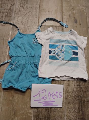 Ensemble bébé 12 mois fille bleu obaibi