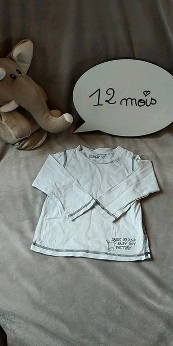 Tee shirt manches longues Garçon 12 mois Tape à l'œil 100% coton Basic Band Baby Boy Factory