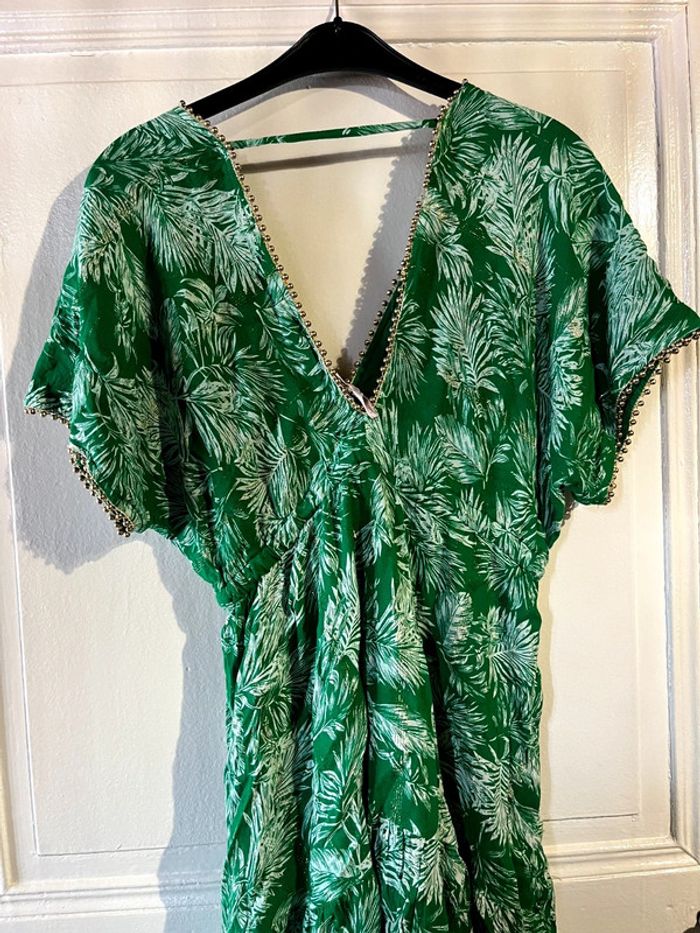 Robe femme goa fleurie verte neuve taille L - photo numéro 4