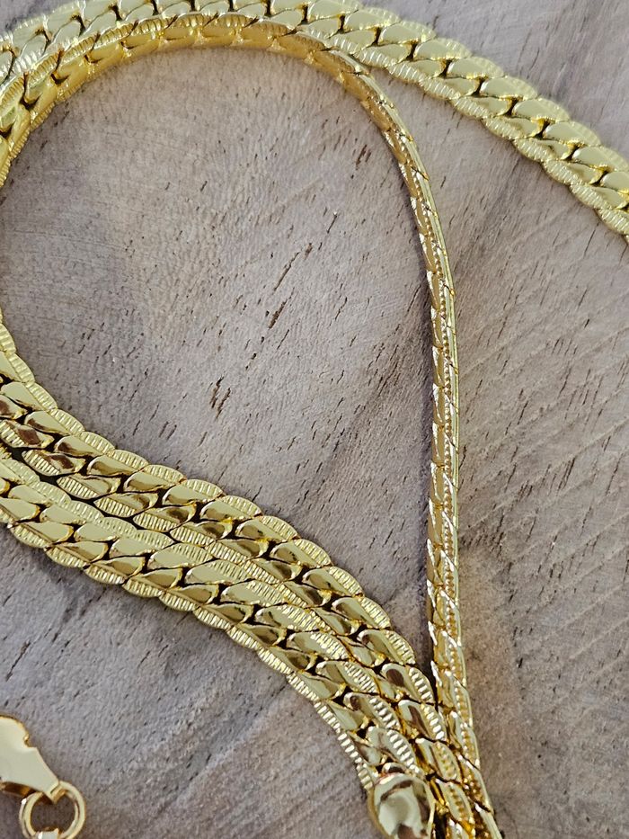 Ensemble en or plaqué 18k maille serpent 5mm - photo numéro 5