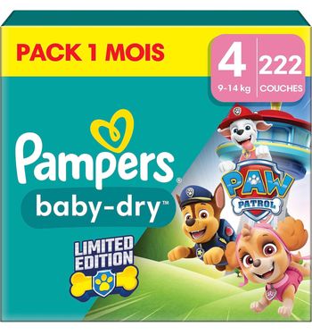 Carton couches Pampers baby dry taille 4
