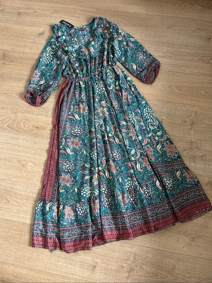 Robe longue imprimée neuve en soie Corte Hindu taille unique - photo numéro 7