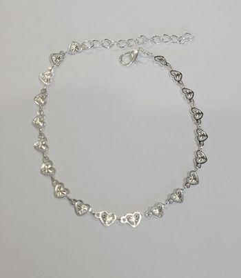 CHAINE CHEVILLE ARGENTEE PETITS COEURS ! NEUVE