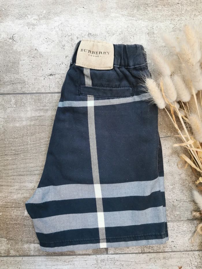 🌹Burberry très joli short/Bermuda bébé garçon coton noir rayé blanc gris 6mois - photo numéro 3