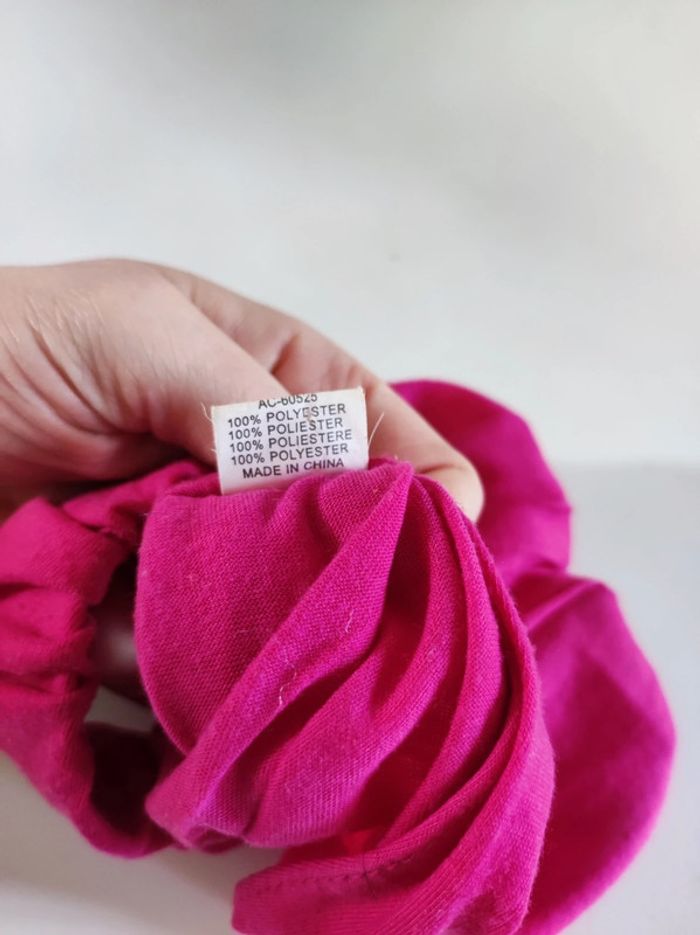 Bandeau turban cheveu rose vif large / coton - photo numéro 3