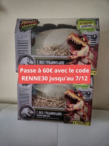 Lot de 2 dinosaures primal hatch Jurassic world 
Véritable oeuf qui éclot / dino éclosion T rex tyrannosaure