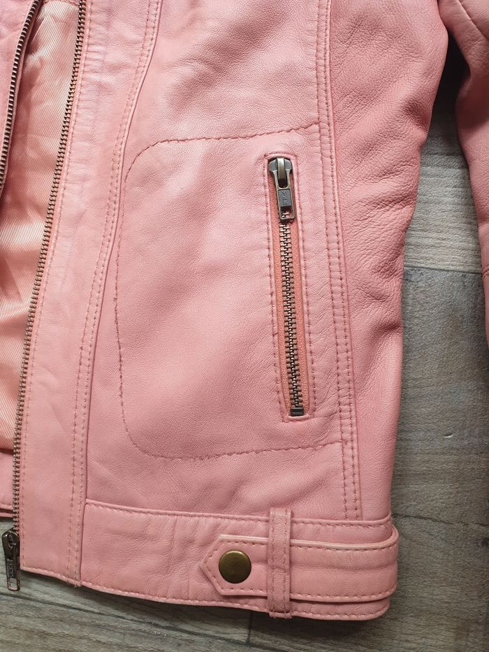 Veste en cuir rose Naf Naf 36 - photo numéro 3