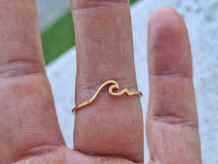 Bague Dorée motif vague en Acier inoxydable, avec un design Minimaliste pour l'été - photo numéro 5
