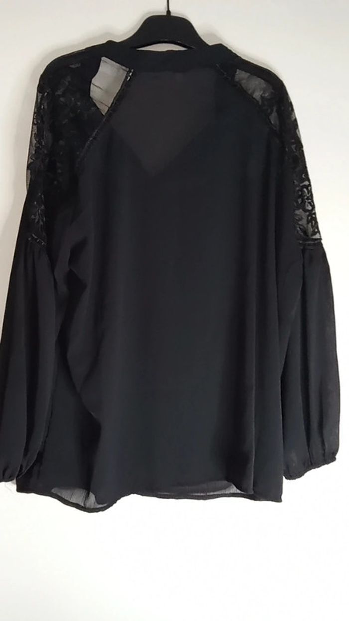 Blouse transparente noir à dentelles - Taille L - photo numéro 5