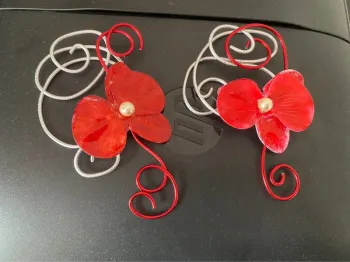 Lot 2 bracelets orchidée rouge